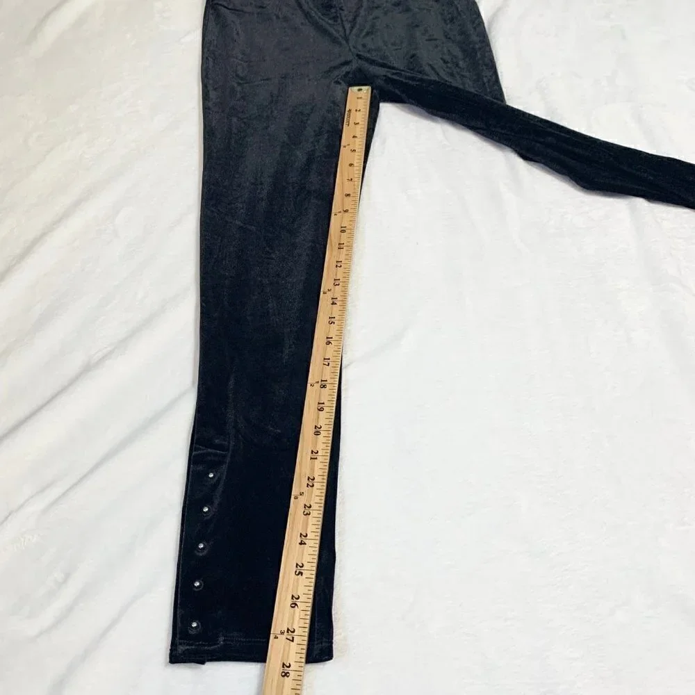 Soft Surroundings Black Velvet Studded Ankle Leggings‎ Pants Womens Medium